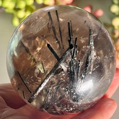 Rainbow Smoky Quartz Black Tourmaline Sphere