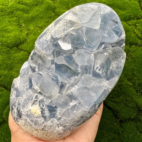 Celestite Geode - Large Standing Crystal Cluster Egg - Spirit Guide and Guardian Angel Connection - Baby Blue Home Decor Centerpiece 4.1"