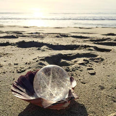 Clear Quartz 3" Sphere with Seashell Stand