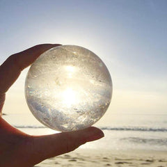 Clear Quartz 3" Sphere with Seashell Stand