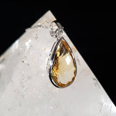 Natural Citrine Faceted Sterling Silver Pendant
