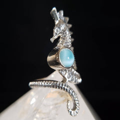 Larimar Seahorse Sterling Silver Ring Size 5