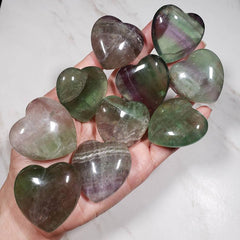 Rainbow Fluorite Heart Palm Stone
