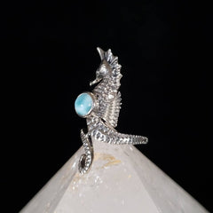 Larimar Seahorse Sterling Silver Ring Size 5