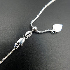 Adjustable Diamond Cut Silver Rope Chain