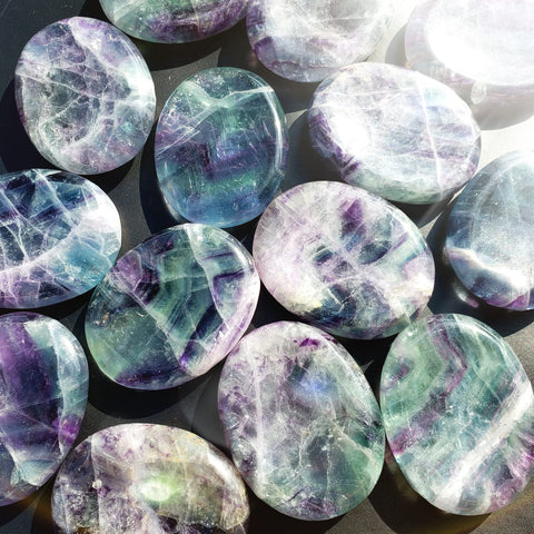 Rainbow Fluorite Concave Palm Stone