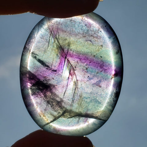 Rainbow Fluorite Concave Palm Stone
