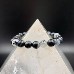 Merlinite Dendritic Agate Crystal Bead Stretch Bracelet