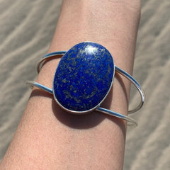 Lapis Lazuli Cuff Statement Bracelet for Confidence