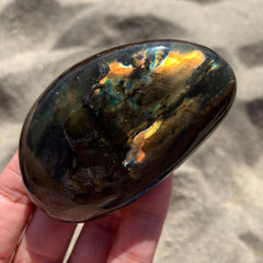 Rainbow Labradorite Palm Stone 3"
