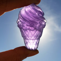 Purple Fluorite Ice Cream Cone Crystal Carving