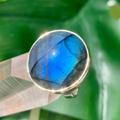 Labradorite Blue Moon Adjustable Silver Ring