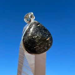 Greenland Nuummite Silver Pear Pendant
