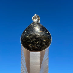 Greenland Nuummite Silver Pear Pendant