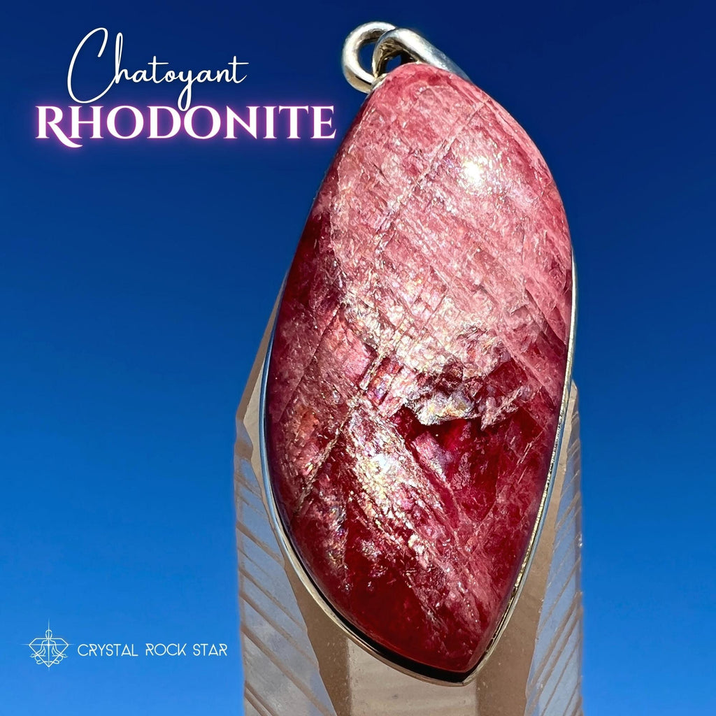 Rare Chatoyant Gem Rhodonite Pendant