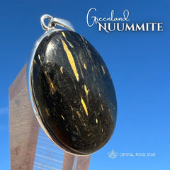 Greenland Nuummite Gold Flash Pendant