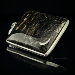 Rare Nuummite Silver Rectangle Pendant