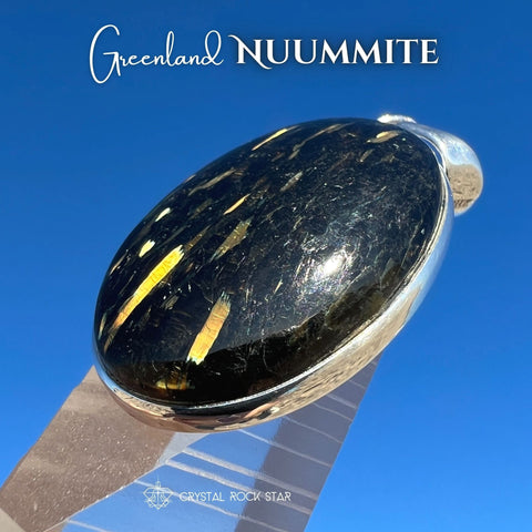 Greenland Nuummite Oval Silver Pendant