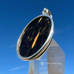 Greenland Nuummite Gold Flash Pendant