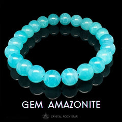 Gem Amazonite Crystal Bead Bracelet 9mm