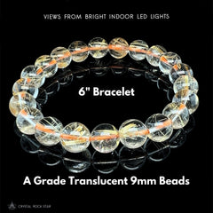 Golden Rutilated Quartz Bracelet 9mm Beads