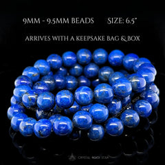 Lapis Lazuli Stretch Bracelet 9 - 9.5mm Beads 6.5"