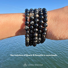 Black Tourmaline Crystal Bracelet 6mm Beads