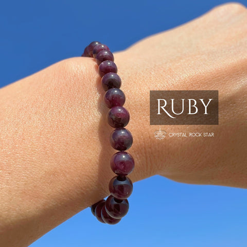 Ruby Bracelet 6.5mm Crystal Beads