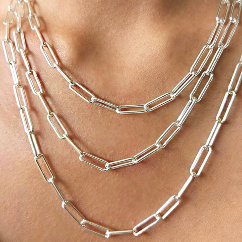 Paperclip Sterling Silver Link Chain